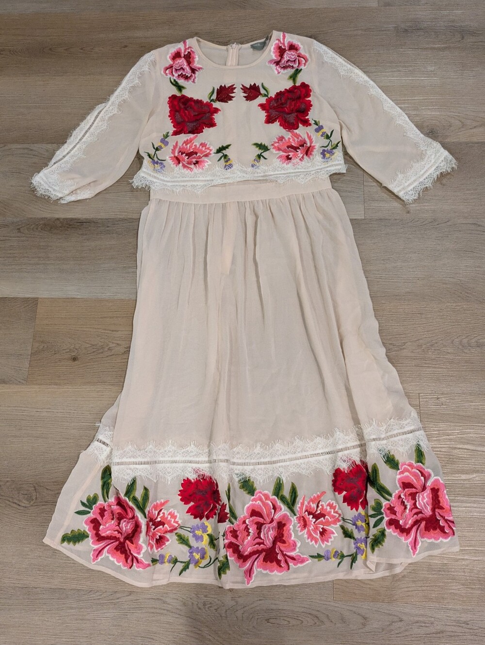 Asos Shear Floral Embroidery Dress Size 8